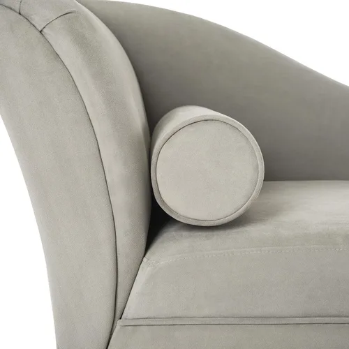 Vista 4 de Safavieh Home Collection Caiden - Tumbona de terciopelo gris con almohada