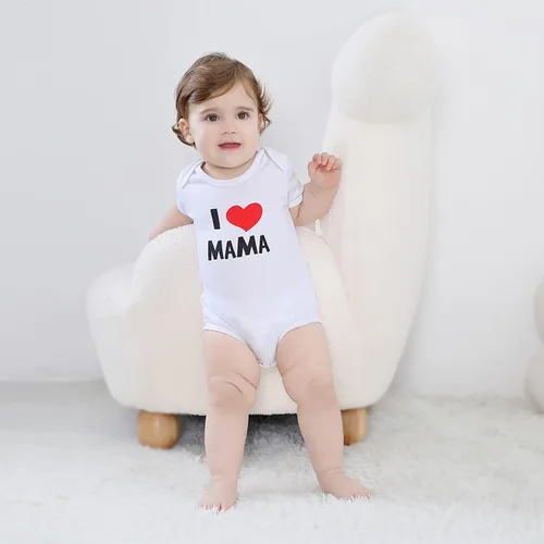 Vista 4 de ZAV Ropa de bebé unisex para bebés, gemelas I Love Papa I Love Mama