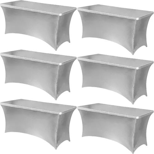 Vista 24 de Obstal Paquete de 6 Fundas de Mesa Elásticas de Spandex para Mesas de 6 Pies - Mantel Rectangular Universal Ajustado de 6 Pies Protector para Bodas