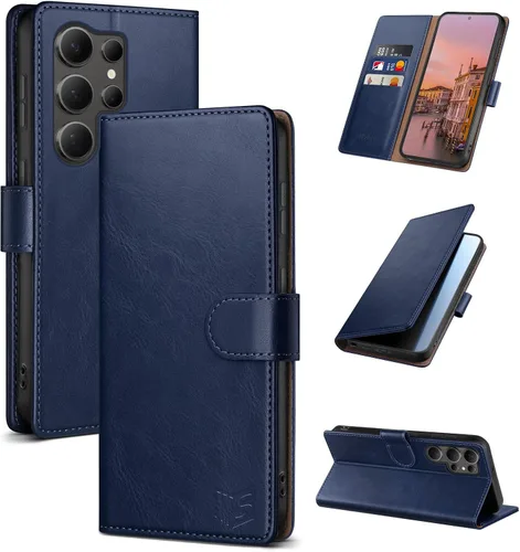 Vista 11 de SUANPOT - Funda para Samsung Galaxy S23 Ultra con bloqueo RFID, tarjetero con funda protectora de PU para teléfono, para mujeres y hombres