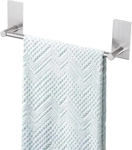 Vista 17 de Barra de Toalla Adhesiva Negra de 9 Pulgadas, Soporte de Toalla de Baño Adhesivo, Soportes de Toalla de Mano, Sin Perforación en la Pared - Negro