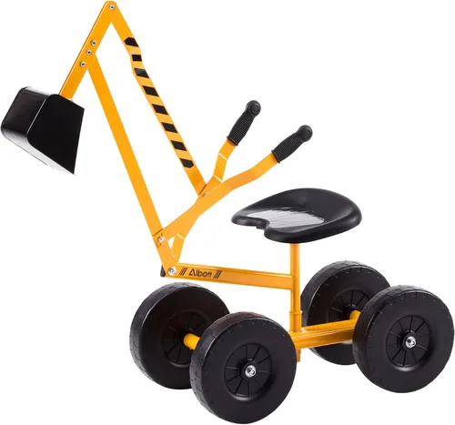 Vista 10 de Albott Excavadora de arena manejable con grúa de juguete que funciona con ruedas de 8 pulgadas y asiento giratorio de 360° (naranja)