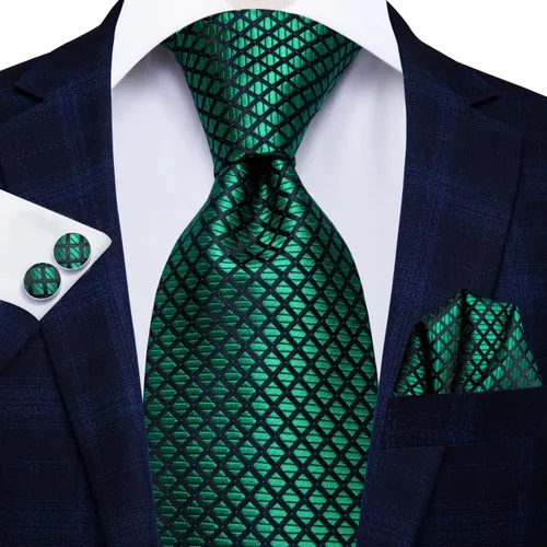Vista 99 de Hi-Tie Corbata clásica de cachemira para hombre con pañuelo y gemelos a cuadros