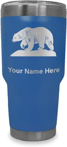 Vista 17 de LaserGram Vaso aislado al vacío de 20 onzas, oso polar, grabado personalizado incluido (negro)