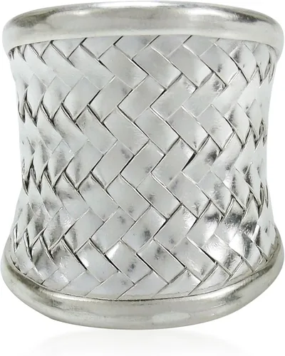 Vista 2 de Anillo de plata con diseño de tribu tailandesa colina ancha con tejido exótico