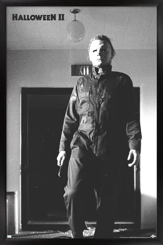 Vista 8 de Trends International Halloween II - Póster de pared de Michael Hallway, 14.72 x 22.37 pulgadas, versión enmarcada de madera de granero