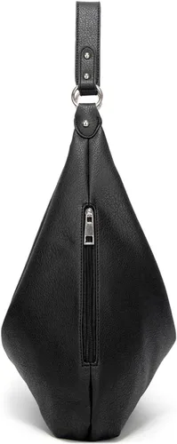 Vista 4 de Bolso Hobo para mujer, de piel sintética, suave, holgado, con cremallera