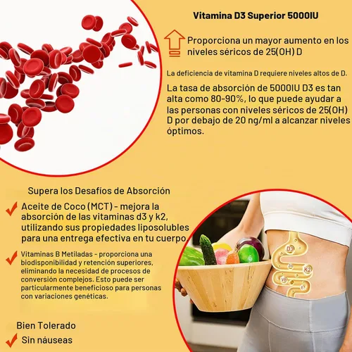 Vista 5 de Vitamina D3 5000IU+K2 (MK-7) 120mcg, Gomitas de vitamina D3 K2 amigables con GLP-1 Sugar Free with Vitamin B Complex -Methyl B12, B9, B6 Vit E &