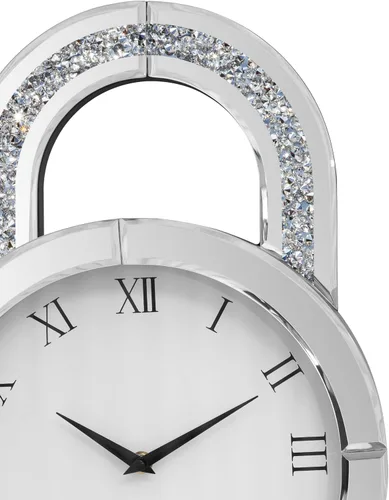 Vista 6 de SHYFOY Reloj de pared decorativo, reloj de péndulo con espejo de 31.5 pulgadas, reloj de pared grande silencioso de lujo con diamante triturado