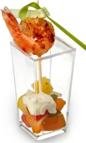 Vista 3 de Zappy Mini cubo cuadrado alto de 3 onzas, degustación de plástico transparente, vasos de chupito de muestra, parfait / soufflé de gelatina