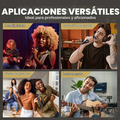 Vista 7 de Micrófono Dinámico - Micrófono Vocal Profesional para Cantar - Micrófono de Mano con Cable con Cable de Audio XLR de 16 ft a 1/4" - Micrófono