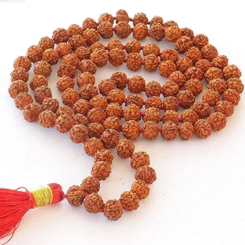 Vista 2 de Storite Rosario Rudraksha Rudraksh Japa Mala 108 + 1 cuentas de oración de 0.315 in