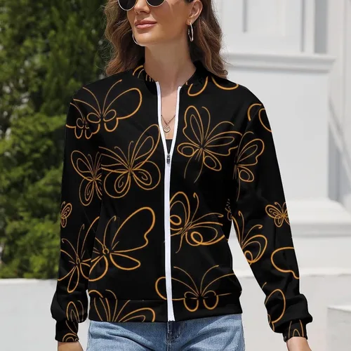 Vista 4 de Chaqueta bomber de manga larga para mujer con bolsillo para esquí, senderismo, picnic
