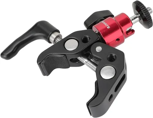 Vista 5 de CAMVATE Abrazadera universal de agarre de cangrejo con perilla de tornillo reforzada + soporte de cabeza de bola ajustable de 1/4 "-20 (rojo) - 2882