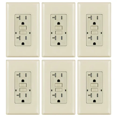 Vista 17 de Micmi Toma GFCI WR negra resistente a la intemperie, resistente a manipulaciones, receptáculo TR con indicador LED, placa de pared sin tornillos