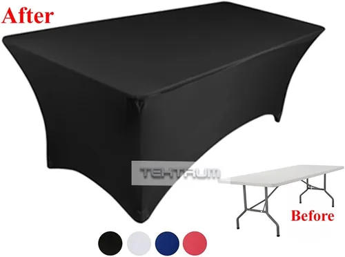 Vista 5 de TEKTRUM Mantel elástico rectangular de 8 pies de largo, para jacuzzi, para feria comercial, tela de alta calidad (negro)