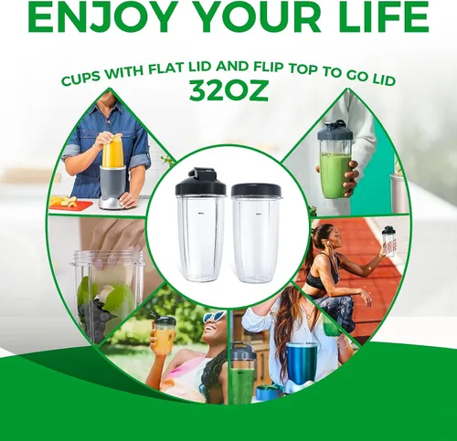 Vista 26 de Vasos de licuadora de repuesto para licuadora Nutribullet de 18 onzas con tapa, compatible con Nutribullet 600 W 900 W licuadora exprimidor