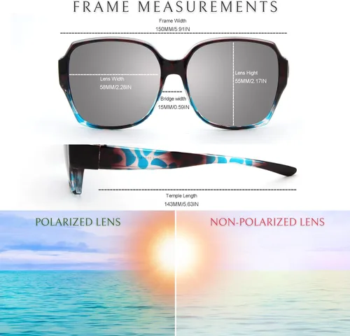 Vista 6 de BLUE CUT Gafas de sol polarizadas para mujer, con estilo protector solar con clip sobre gafas graduadas