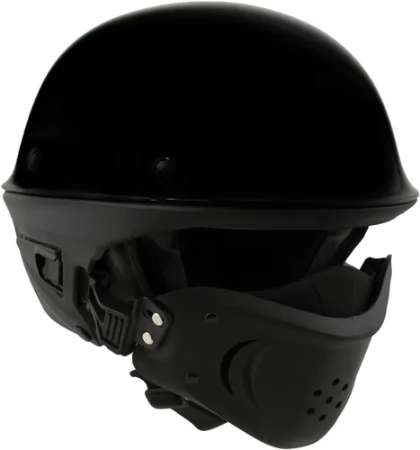 Vista 8 de Milwaukee Helmets MPH9831DOT Rascal - Casco de motocicleta 2 en 1 de cara abierta 3/4, negro brillante, para hombres y mujeres, talla S