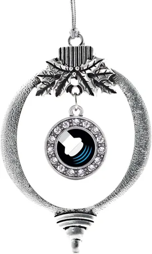 Vista 44 de Inspired Silver - Adorno con dije de cara de carlino - Adornos navideños de círculo de plata con joyas de circonita cúbica