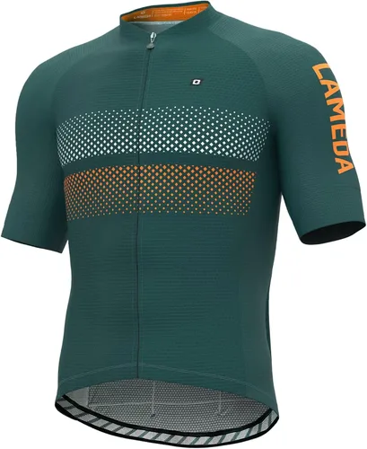 Vista 11 de LAMEDA Camiseta de Ciclismo para Hombres Transpirable Ligera de Manga Corta Elástica Pro para Bicicleta de Carretera Cierre Completo 202verde