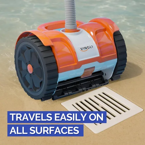 Vista 8 de VINGLI Aspiradora de piscina, barredora automática de piscinas para piscinas terrestres y enterradas, barredora de pared con succión lateral