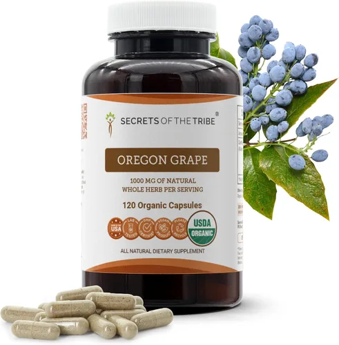 Vista 7 de Secrets of the Tribe Oregon Grape USDA Cápsulas orgánicas Cápsulas vegetarianas orgánicas certificadas, suplemento dietético a base de hierbas