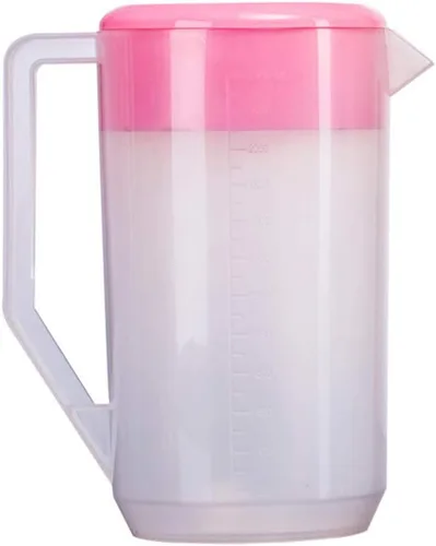 Vista 10 de Housoutil Hervidor de medición con escala de 2.5 L de plástico para bebidas con tapa, jarra de agua fría para jugo, té helado, leche, cerveza