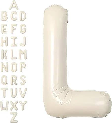 Vista 28 de SUWEN Globos de helio grandes de 102 cm (40 pulgadas) con letra S en color crema. Globos grandes de papel de aluminio con letra en helio, de A a Z.