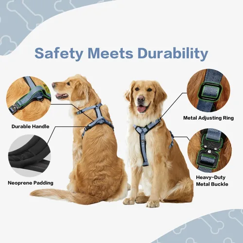 Vista 5 de Arnés para Perro PAWS PASSION para Perros Extra Grandes, Arnés para Perro Sin Tirones Fácil de Caminar con Herrajes Metálicos, Diseño Ergonómico