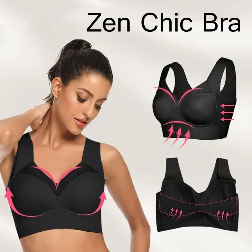 Vista 2 de Zen Chic - Sujetador moderno con copa profunda que oculta la espalda, cobertura de espalda completa, brasier inalámbrico push up para mujer