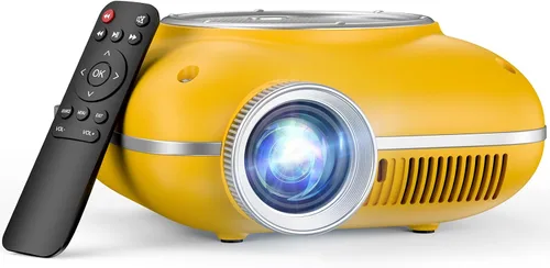 Vista 8 de HOMPOW - Mini proyector con Bluetooth de dos vías, proyector portátil para uso en cine en casa, compatible con 1080P para proyector al aire Azul
