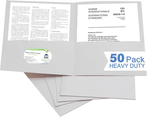 Vista 20 de Zzrywuty 100 Paquetes de Carpetas de Archivo de Dos Bolsillos con Ranura para Tarjetas de Visita, Papel Texturizado, Tamaño Carta, Capacidad
