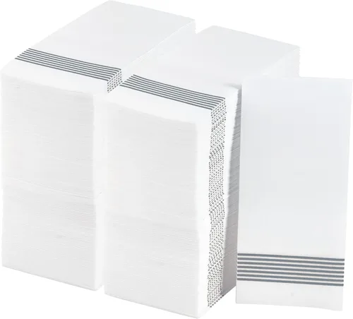Vista 12 de LITOPAK Paquete de 100 toallas de invitados desechables, suaves y absorbentes, toallas de papel para invitados, para baños, fiestas, bodas o Plateado