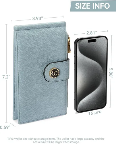 Vista 2 de BOSTANTEN Carteras de cuero para mujer, con bloqueo RFID, delgado, tarjetero con bolsillo con cremallera