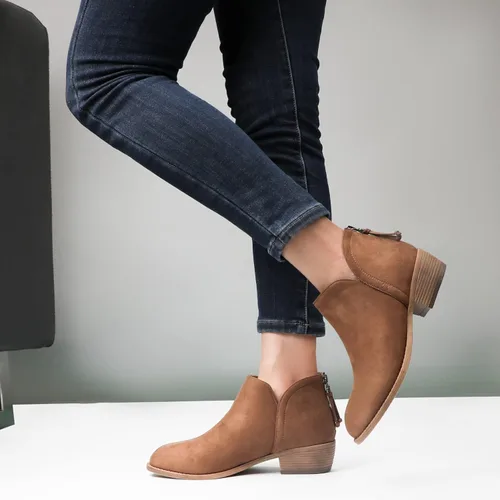 Vista 6 de NinetinGel Botines para mujer. Botines de tacón bajo para mujer. Diseño de tacón grueso de moda