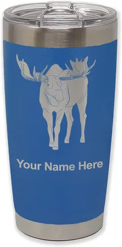 Vista 28 de LaserGram Vaso aislado al vacío de 20 onzas, alce, grabado personalizado incluido (negro)