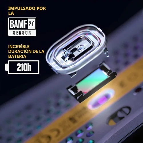 Vista 9 de Glorious Gaming Model O 2 Ratón Inalámbrico para Juegos - Inalámbrico Híbrido 2.4GHz y Bluetooth, 68g Superligero, Larga Duración de Batería, Sensor