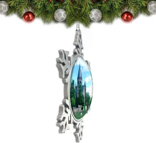 Vista 2 de Metz France Le Temple Neuf Adorno de Navidad Decoración de árbol de cristal Metal Souvenir Regalo