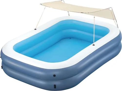 Vista 9 de Piscina inflable rectangular para la familia color azul