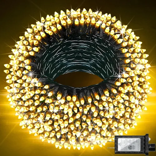 Vista 11 de Paquete de 2 Total 200 Pies 600 Luces LED de Navidad en Cadena, Luces de Árbol de Hadas Blanco Frío Conectables, 8 Modos y Temporizador Luces