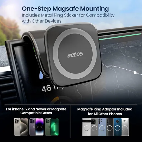 Vista 3 de aetos Soporte magnético para iPhone MagSafe para teléfono con base de succión adhesiva, compatible con iPhone 17/16/15/14 Pro/Plus/Max y teléfonos