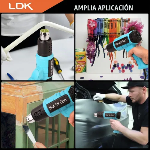 Vista 5 de Pistola de calor LDK, pistola de calefacción resistente Control de temperatura variable 1.5s Fast Heating 140°F~1100°F Hot Air Gun Kit with 4