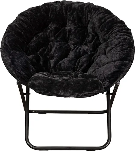 Vista 7 de EMMA + OLIVER Ersa - Silla plegable de gran tamaño de 38 pulgadas con tapicería de piel sintética acogedora en negro con marco de metal negro