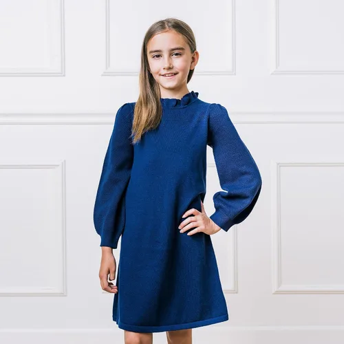 Vista 4 de Hope & Henry Vestido tipo suéter de manga larga para niña con falda acanalada