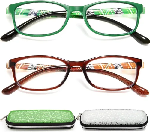 Vista 12 de EYEURL Gafas de lectura para mujer, lentes de bloqueo de luz azul que reducen la fatiga ocular, paquete de 2 unidades, marco TR90 ligero +0.0