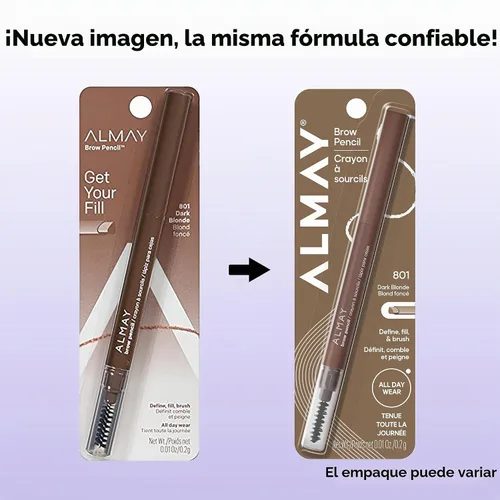Vista 6 de Almay Lápiz de Cejas con Cepillo Spoolie, Fácil de Lograr Cejas, Hipoalergénico, 801 Rubio Oscuro