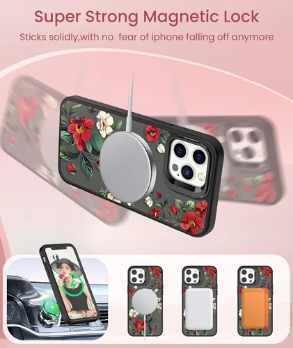 Vista 5 de Dretal para Funda iPhone 12, Funda iPhone 12 Pro Floral, con Protector de Pantalla, Soporte para Cámara, Protección de Grado Militar, Funda