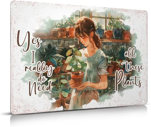Vista 15 de Letrero de metal divertido para decoración de jardín, 12 x 8 pulgadas, letreros exteriores, regalos para jardinero, amante de las plantas