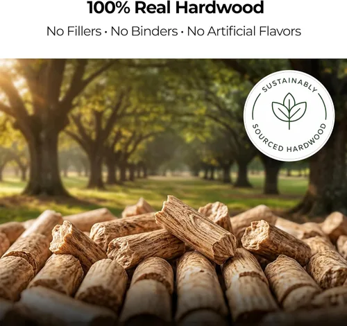 Vista 5 de Kona Sweetwood Blend - Gránulos ahumadores diseñados para parrilla Ninja Woodfire al aire libre, bolsa resellable de 2 libras